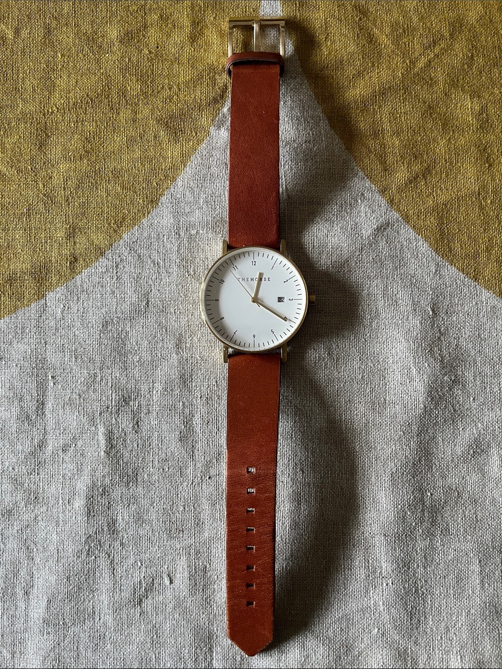 The Horse D Series Brushed Gold Tan Leather Watch - Picture 2 of 8